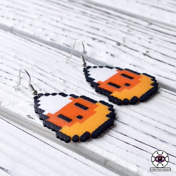 Halloween Perler Candy Corn Earrings - Picture 2 of 3